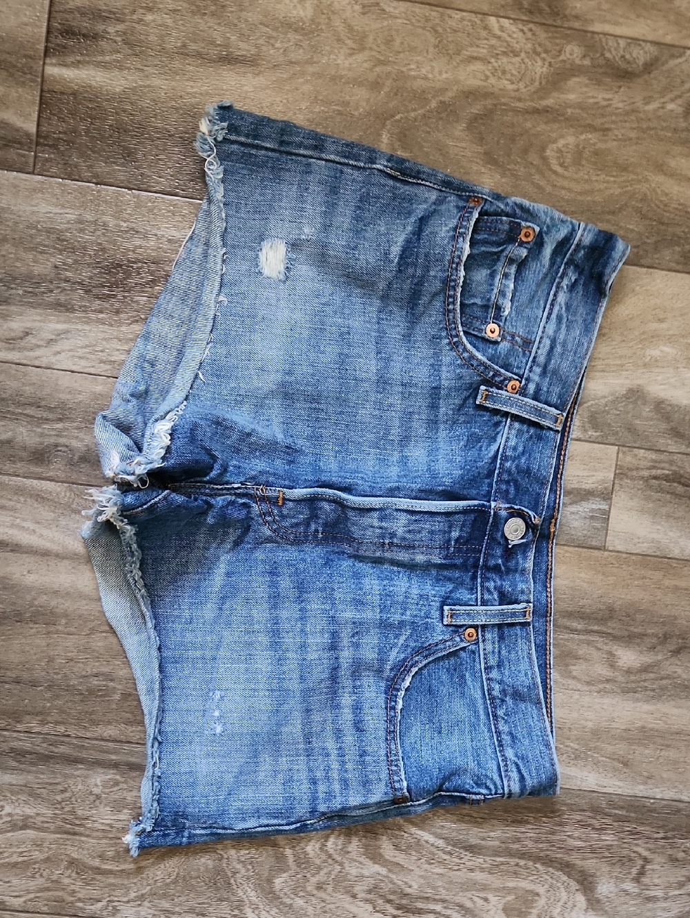 Levi's Blue Distressed Denim Jean Shorts